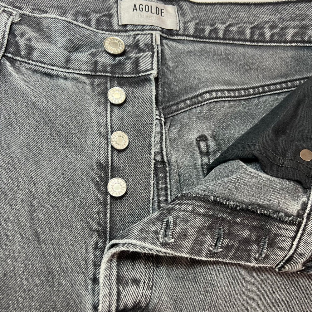AGOLDE 90's Pinch Waist Jeans Womens 30 Black High Rise Straight Leg Edgy Cotton - Picture 9 of 11